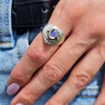Bague labradorite blanche