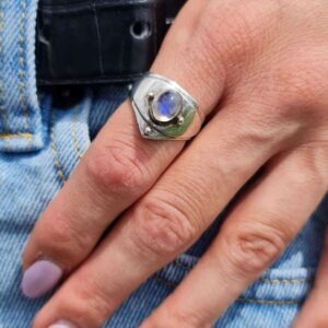 Bague labradorite blanche
