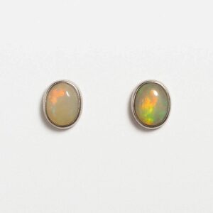 Clous d'oreilles argent & opale - Éthiopie
