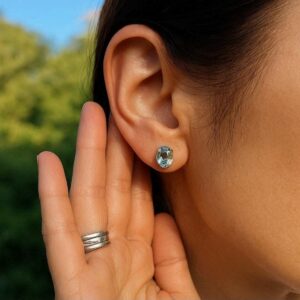 Clous d'oreilles argent & topaze