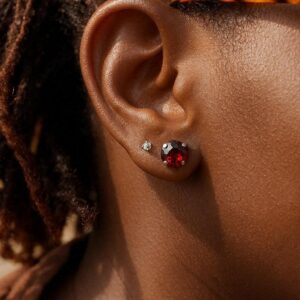 Clous d'oreilles argent & grenat