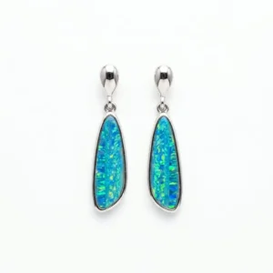 Bleu Lagune – Boucles d’oreilles en doublets d’opales et argent 925 rhodié
